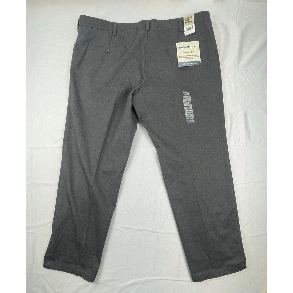 Dockers Easy Khaki Mens 42x30 Straight Fit Stretch Charcoal Gray Pants New